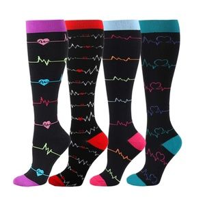 Womens Compression Socks Heartbeat Design 4 Pair